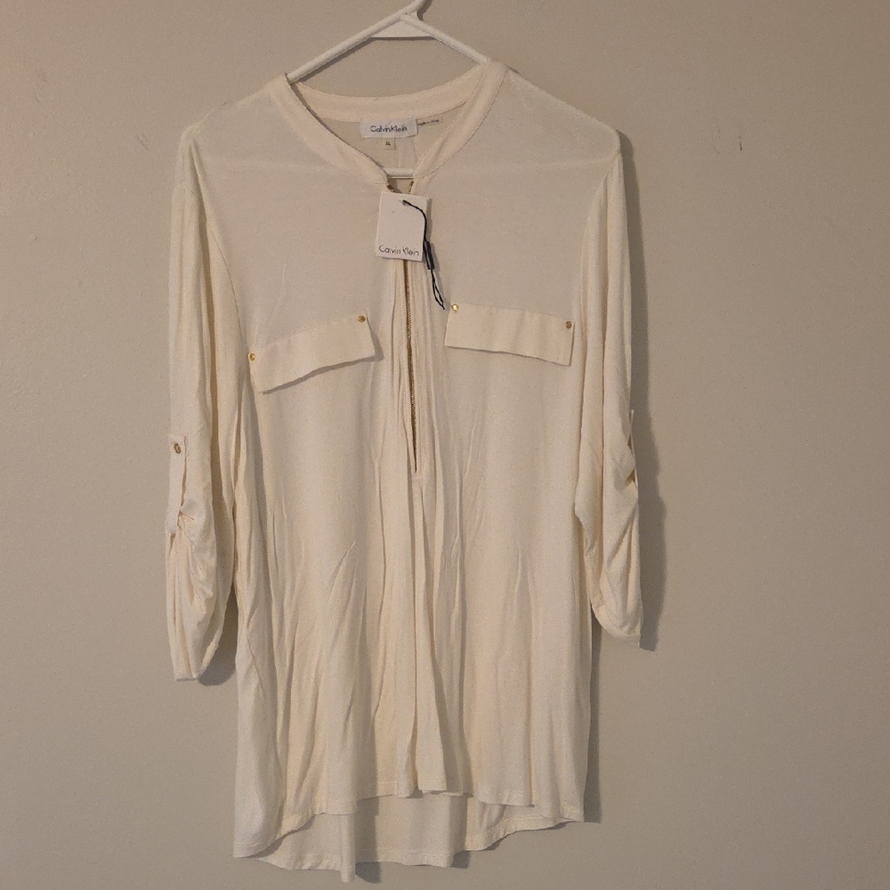 Calvin Klein Women's Ivory Blouse